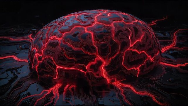 Evil AI computer mind data transfer animation abstract animation