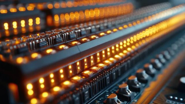 A close-up shot of a lit computer keyboard, ideal for use in technology and computing s