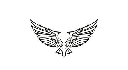 Obraz premium A symmetrical, stylized illustration of outstretched wings with sharp feather details