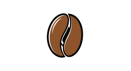 Simple illustration of a coffee bean in brown and black on white background