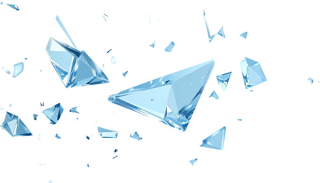 Scattered translucent crystalline shards against a stark black background