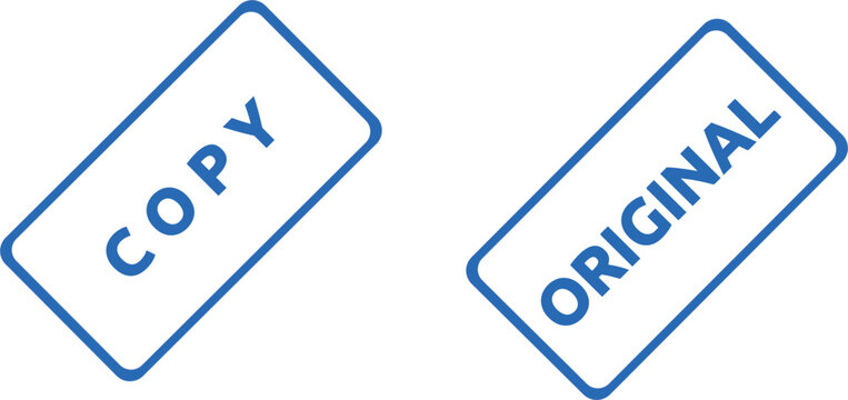 Business Stamp ORIGINAL and COPY Text Rounded Border Minimalist Blue Watermark Vector