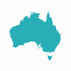 Obraz premium Australia Silhouette Map Vector – Soft Teal Continent Outline Illustration