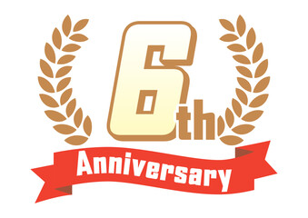 月桂樹とリボンの6周年アイコン
