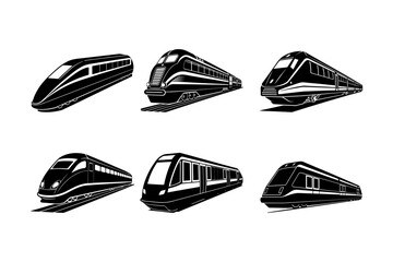 A set of six different bullet train designs