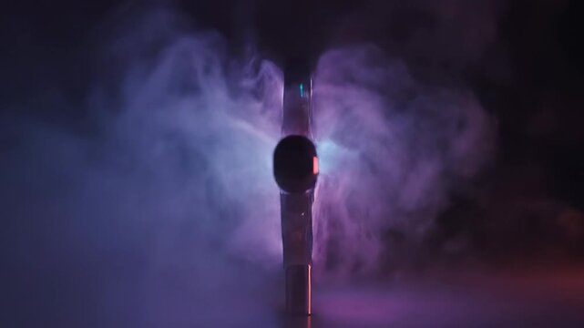 Video showcasing luminous neon directional arrow symbol in abstract gradient environment, contemporary wayfinding graphic for apps, web interfaces and smart city concepts.