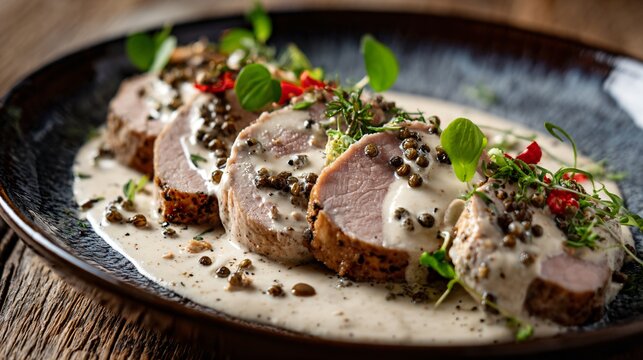 Vitello tonnato styled with subtle rustic textures behind