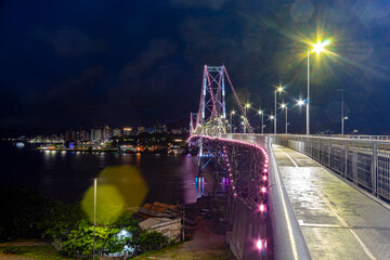 night view of the bridge Florianopolis Santa Catarina Brazil Florian&oacute;polis