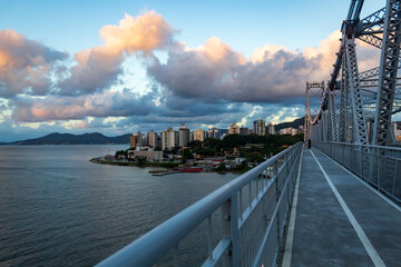 sunset over and bridge  Florianopolis Santa Catarina Brazil Florian&oacute;polis