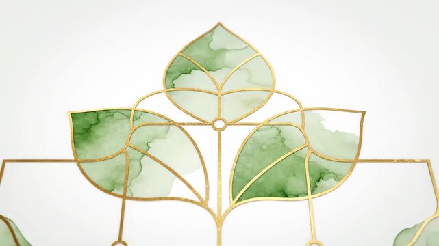 Video of stylized botanical pattern evolving into clean corporate backdrop, eco innovation and natural growth concept for startup and green technology media with simplified petal geometry and thin