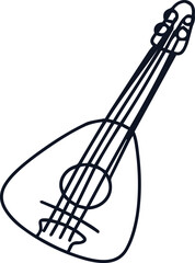 Obraz premium Musical Instrument Mandolin Lute Line Art Simple Icon