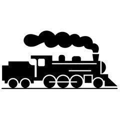 Vintage Steam Train Engine Silhouette Illustration © InArch Design Studio