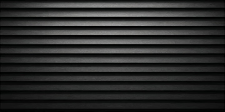 A sleek black and white metal background featuring horizontal corrugated lines and a textured steel shutter design that mimics the metallic pattern of silver jalousie window blinds