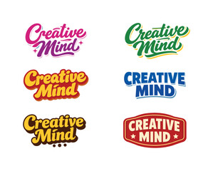 Modern festive banner with holiday message showcasing modern lettering logo set for Creative Mind, commercial stock typography