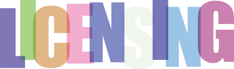 Fototapeta premium Multicolored licensing text with bold letters