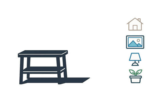 Minimalist Furniture Showcase. Sidet able silhouette presented as aref ined up right product pose with cle an interi oric onl ines
