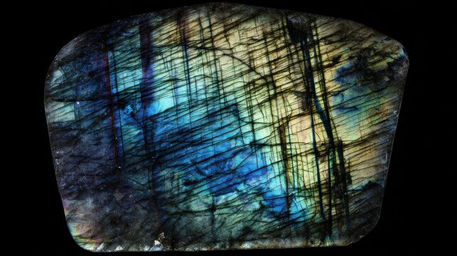 Spectrolite finish, intense dark labradorite with vivid full-spectrum color flash, dramatic texture