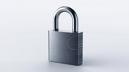 Naklejka premium Closed metal padlock with key isolated on white background symbolizing security and protection