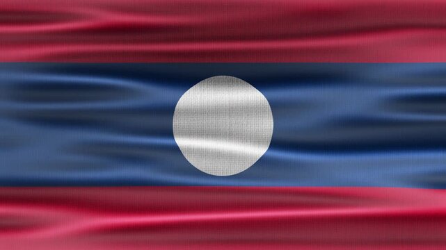 Laos flag waving in the wind with high quality fabric texture