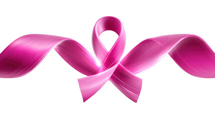 Elegant flowing pink breast cancer awareness ribbon wave symbolizing hope, unity, strength, and support isolated on white background healthcare concept