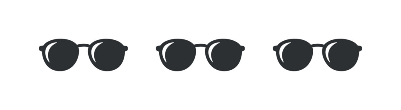 Casual enjoyment scene illustrated by a pair of sunglasses with rounded lenses and simple frame reduced to a clean icon,