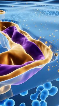 Abstract medical illustration showcasing a cross-section of an ear mold with advanced technology and cellular structure highlighting innovation in audiology and hearing healthcare solutions