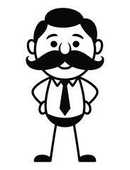 Obraz premium Businessman cartoon figure stands ready.