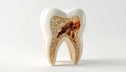 Fototapeta premium Tooth decay concept with dental model showing cavity and enamel damage