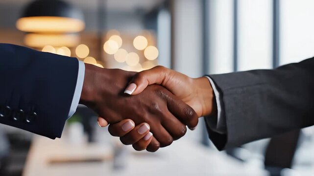 Meeting,Diverse professionals finalize business agreement handshake