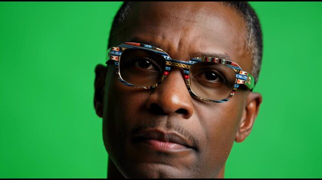 African American man with glasses.