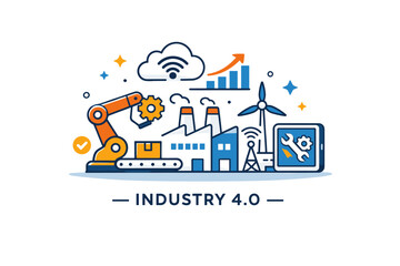 Obraz premium Factory and Industry . expressing future ready industrial innovation and smart infrastructure. An optimistic concept scene communicating progress, reliability