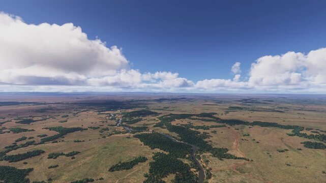 Drone aerial shot of Mara River in Narok County. Kenya