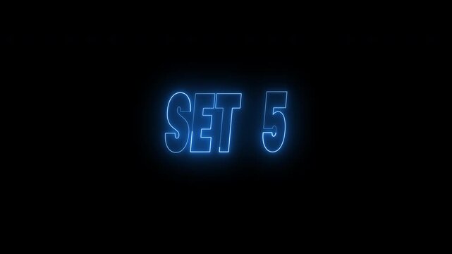 Set 5 and set 6 text animation in bright blue neon. 4k animated typography perfect for designs related to opener videos, sport, technology, highlight match.