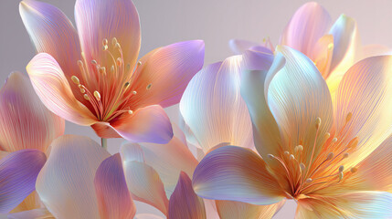 Fototapeta premium pastel abstract flowers close up with soft gradient petals
