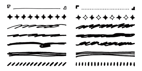 注目を集める手描き強調ライン・あしらい素材