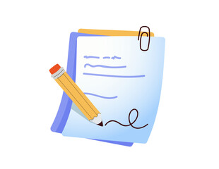 Paper sheets, torn paper notes, colorful notepads with pen and paperclip for content writing, copywriting service