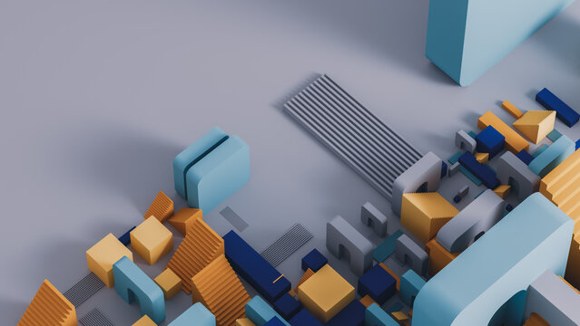 Vibrant 3D abstract blocks and stairs background