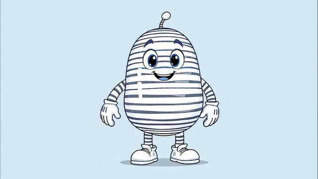 Cute striped egg illustration with white gloves and shoes