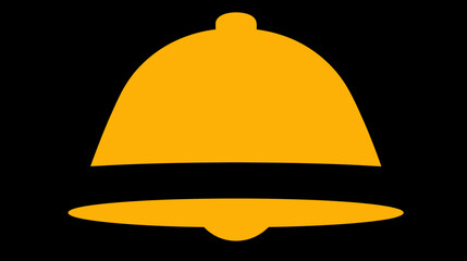 Fototapeta premium A simplified, yellow bell silhouette, with a black background, conveying a sound or notification