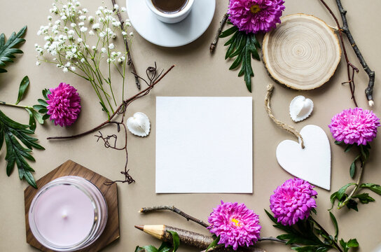 Valentine's Day floral flatlay with notebook and decor