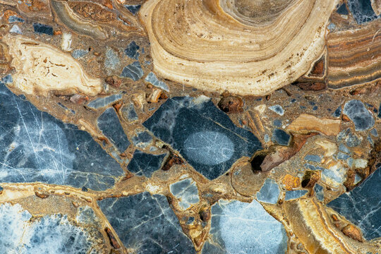 Calcareous conglomerate with natural stone textures