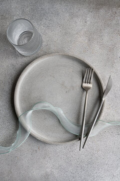Elegant minimalistic table set with spring theme
