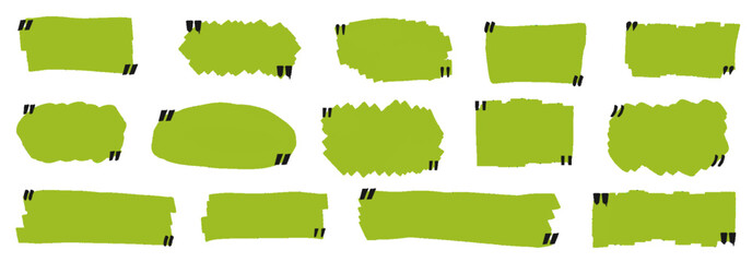 Obraz premium A collection of green textured quote boxes and speech bubbles on a white background for design