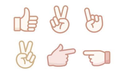 Fototapeta premium Set of 6 hand gesture icons vector