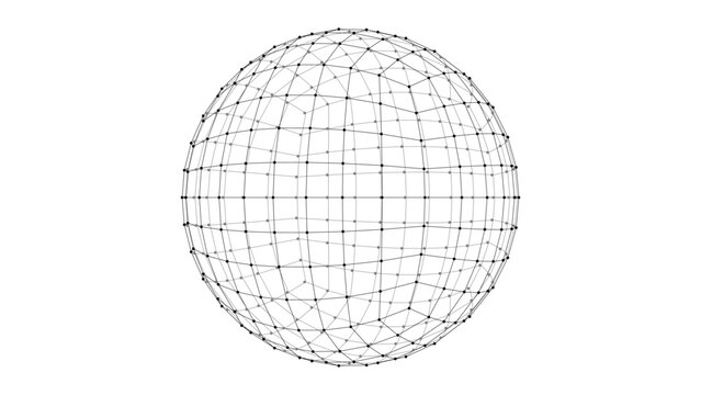 Abstract wireframe sphere. Dots connected by lines. Technology abstract background. Minimalist mesh backdrop. Abstract polygonal shape.