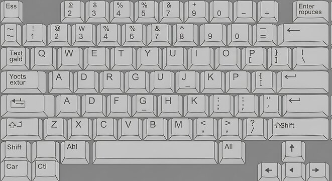 Close-up View of a Standard Computer Keyboard Layout.