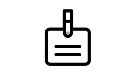 Obraz premium A flat-design ID badge icon featuring a rectangular card with horizontal lines and a pin clip