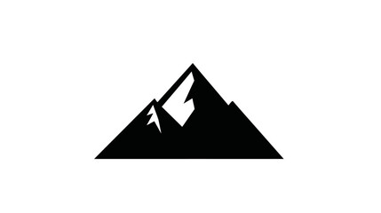 A simple, black-and-white graphic of a mountain range silhouette on a plain white background