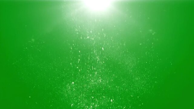 Sparkling Water Droplets in Bright Green Background with Soft Focus and Shimmering Light for Abstract Design