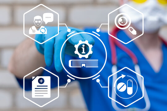 Concept of health care instructions. Doctor, nurse manual. Medicine information.